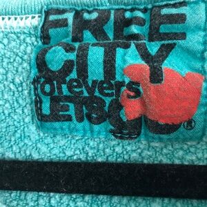 FREECITY Blue Zip Up Hoodie Sweatshirt Unisex Sz 2 (M)